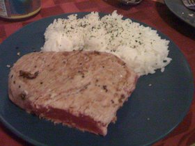 Mmm, lightly seared ahi tuna and rice with seaweed.jpg